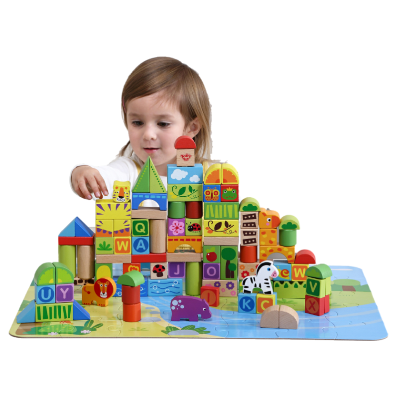 Jungle Blocks On Puzzle Base 135pcs - School Products Australia | Clearance